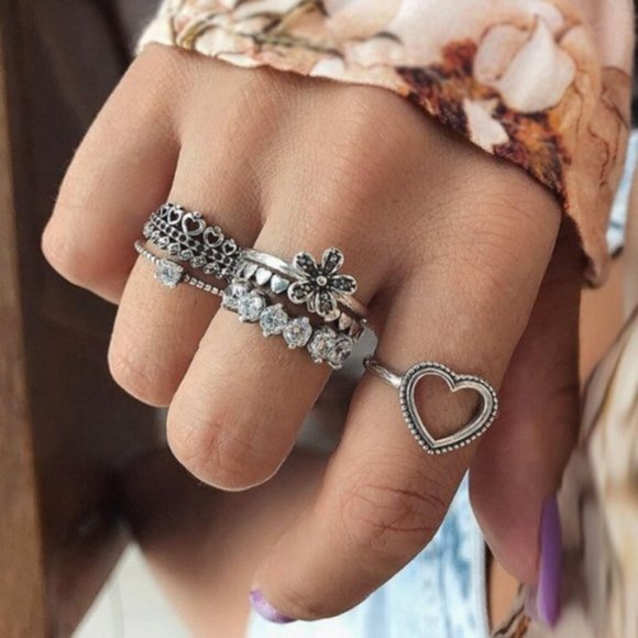 New! Women's Love of Hearts 6pc Ring Set - Picture 1 of 1